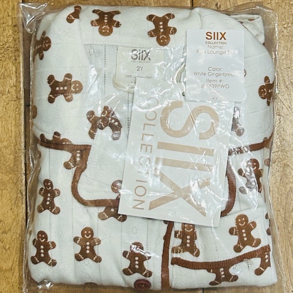 🎄Pointelle Gingerbread Knit Lounge Set 100% Organic Cotton NWT Siix Collection - Picture 4 of 6